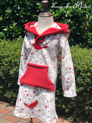 Cardinal Fleece Hoodie Dress~ Made to order