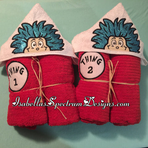 Thing 1 or Thing 2 Inspired Hooded Towel